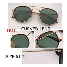 Top Sale Factory Novo Moda Menina Mulheres Mulheres Retro Round Circle Curved Lente Sunglass Brand Design UV400 51mm Sol óculos femininos Ocul 198F