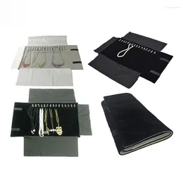 Jewellery Pouches Travel Box Roll Bag Organiser Necklace Bracelet Earring Foldable Display For Case Home Storage