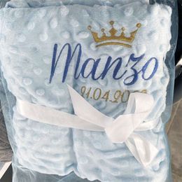 Name Personalised Baby Fleece Bib Set Crib Stroller Cot Bed Blanket Swaddle Wrap For Newborn Boy Girl Birthday Gift
