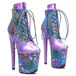 Dance Shoes Auman Ale 20CM/8inches PU Upper Sexy Exotic High Heel Platform Party Women Round Toe Ankle Boots Pole 483