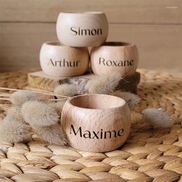 Party Decoration Personalized Wooden Napkin Ring Rustic Wedding Christmas Baptism Christening Boy Girl 1st First Holy Communion Table