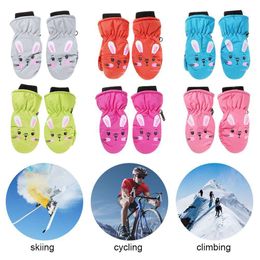 Fashion Windproof Cartoon Rabbit Children Boys Girls Sports Mittens Thick Warm Kids Ski Gloves Waterproof L2405