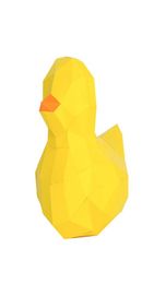 Small yellow duck 3D geometric creative desktop ornaments Nordic style simple home decoration diy animal paper Mould material packa3128532