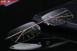 Titanium Alloy Rimless Eyewear Smart Zoom Progressive Multifocal Reading Glasses Men Women Presbyopia Hyperopia Sunglasses3402284