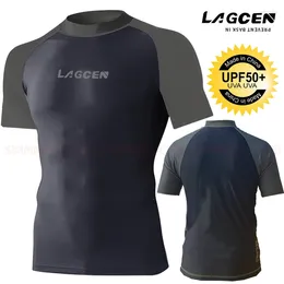 Women's Swimwear LAGCEN 8101 MEN'S RASH GUARDS SHORT SLEEVES SURFING SWIMMING TOP SHIRTS WATER SPORTS WETSUITS QUICK-DRYING UPF 50