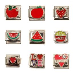 Charms Fashion Red Fruit Strawberry WatermelonCharm Italian Fit 9mm Bracelet Stainless Steel Jewelry DIY Making