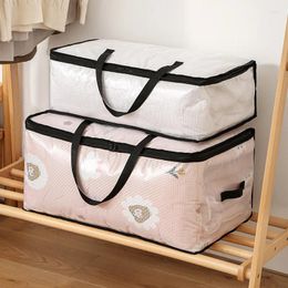 Storage Bags 3 Sizes Clear PVC Quilt Bag Waterproof Dustproof Clothes Blanket Toy Organizer With Handle Portable Travel Accessories