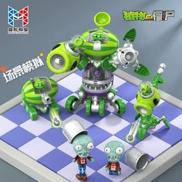 3-in-1 PVZ plant and zombie assembly deformation toy suitable for boys robots dolls machinery fighter jets PVC action diagrams Chomper models childrens gifts 240520