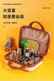 Storage Bags Cute High-beauty Password Lock 14-inch Portable Makeup Cartoon Bear Mini Travel Luggage