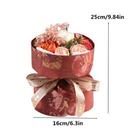 Decorative Objects Figurines Vintage Peony Artificial Preserved Flowers Bouquet Handmade Eternal Gift for Women Mothers Day Anniversary Birthday H240521 WV8M