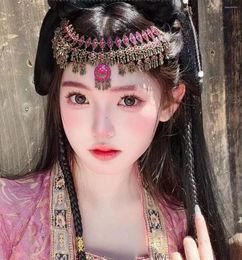 Hair Clips Purple Forehead Chain Retro Eyebrow Centre Pendant Ancient Style Hanfu Wedding Accessories Women Head Jewellery 2024