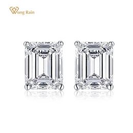 Stud Wong Rain 925 Sterling Silver Emerald Cut Created Moissanite Gemstone Diamonds White Gold Earrings Engagement Fine Jewellery 264Q