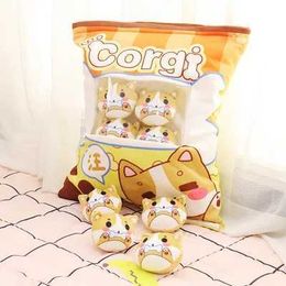 Plush Dolls Cartoon a bag of snack dolls throw pillows Internet celebrities in the snack bag plug-in toy creative office pillows H240521 75WK