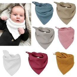 Bibs Burp Cloths Baby Cotton Scarf Solid Colour Triangle Scarf Feeding Saliva Towel Bandana Burp Fabric Boys and Girls Baby Accessories Newborn d240522