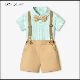 Clothing Sets Biobella Kids Boys Set Wedding Birthday Gentlemen Children Spring Clothes Short TShirt Belt Pants Infant Outfits