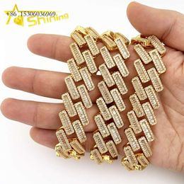 Iced Out AAAAA Cz Cubic Zirconia Gold Plated Mens Miami Lock Clasp Baguette Diamond Cuban Chain