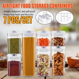 Storage Bottles Plastic Food Containers Kitchen Boxs Canister Set With Lid Refrigerator Transparent Sealed Can Cereal Bulk Jar Organiser