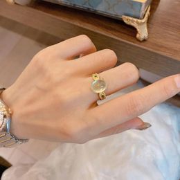 Cluster Rings Original Silver Inlaid Natural Chalcedony Egg Round Opening Adjustable Ring Elegant Charm Creative Ladies Jewellery