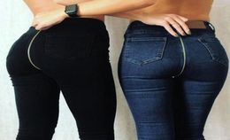 Women039s Jeans Women High Waist Skinny With Zipper In The Back Vintage Push Up Black Femme Fitness Denim Pants Streetwear Legg4818096