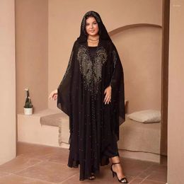 Ethnic Clothing Women Eid Muslim Abaya Arab Dubai Africa Solid Diamonds Long Robe Casual Kaftan Islam Abayas Morocco Modest Loose Hooded