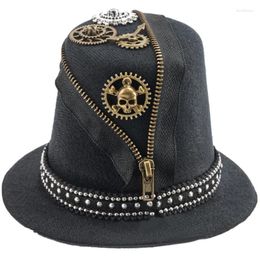 Berets Steampunk Top Hat With Gear Fedoras Hair Clip Masquerades Party Costume Adult Dress Up Headpiece