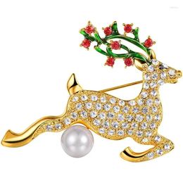 Brooches Christmas Decorations Reindeer Elk Running Deer Shiny Full Crystal Gold Plated Animal Brooch Pin Breastpin