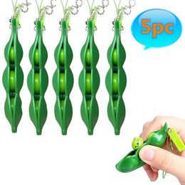 5pcs Fidget Toys Pack Portachiavi Decompression Edamame Squishy Squeeze Peas Beans Keychain Cute Stress Adult Toy Key 240514