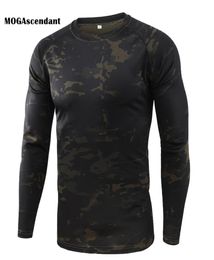 Camouflage T Shirt Men039s Breathable Quick Dry Long Sleeve Tshirt Male Outdoor Sports Army Combat Tactical Military Camo Tshi6791337