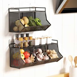 Storage Holders Racks Optional hanger storage basket kitchen fruit and vegetable board tableware tray grocery rack shelf easy to install H240522