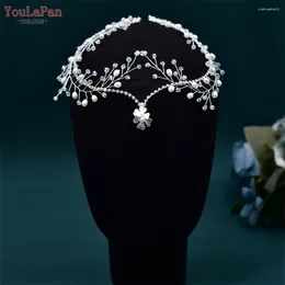 Headpieces TOPQUEEN Pearls Bridal Hair Comb Woman Wedding Forehead Pieces Princess Evening Dresses Party Headdress Bride HP592