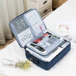 Storage Bags Large-capacity Travel Document Bag Multi-layer Data With Combination Lock Box