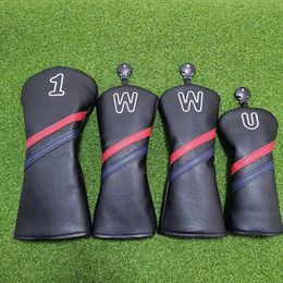 Simple atmosphere Golf Woods Headcovers Covers For Driver Fairway Clubs Set Heads PU Leather Unisex 240522