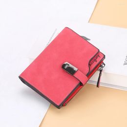 Wallets Short Women Leather Zipper Coin Pocket Purse Quality Trifold Card Holder With 18 Slots Female Red Wallet