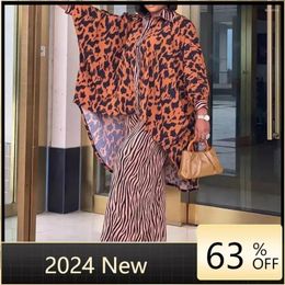 Ethnic Clothing 2024 Luxury In Matching African Sets For Women Elegant Lady Evening Leopard Plus Size Dashiki Top And Pants Suits