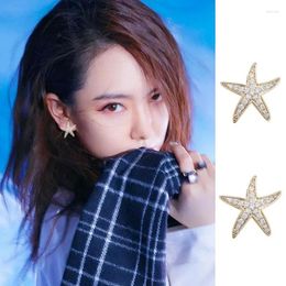 Stud Earrings Needle Japan South Korea Simple Micro Inlaid Starfish Ear Fashion Versatile Net Red Personalised Small Female
