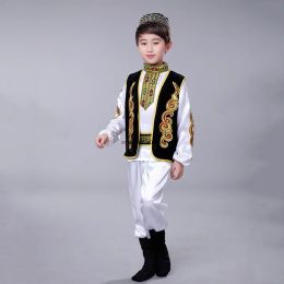 Traditoinal Muslim Style Dance Costume For Islamic Boys Red Muslim Suit Arab Performance Party Show Kids Gift Red White
