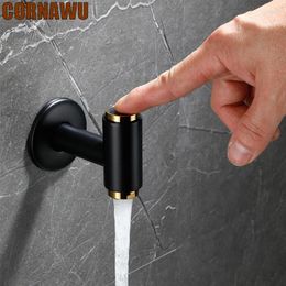 Bathroom Sink Faucets Wall Faucet Brass Outdoor Tap Single Cold Water Mixer Laundry Washing Machine Black Garden Accessories Mop Bibcock