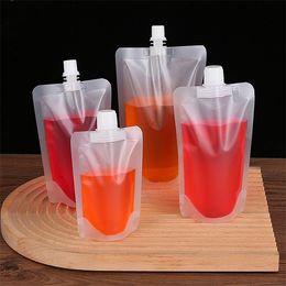 Packing Bags Frosted Plastic Drink Pouch Sealed Reusable Beverage Juice Milk Coffee Travel Organizer Bag LT983