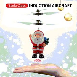 Flying Inductive Mini RC Drone Christmas Santa Claus Induction Aircraft RC Helicopter for Kids Christmas Gifts