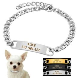Cat Collars Leads Customised Chain Collar Free Engraved Puppy Kitten ID NamePlate Necklace Anti-lost Pet For Small Dogs Cats Yorkshire H240522