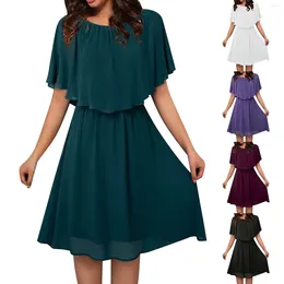 Casual Dresses Chiffon Solid Color Sleeveless Shawl Dress Fashion Women Big Size S-6XL Loose