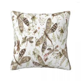 Pillow Dragonfly Plaid Pillowcase Printed Cover Decorative Vintage Collage Throw Case Home Zipper 45 45cm