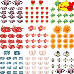 Fabric And Sewing 10Pcs Lot Cute For Clothing Kids Iron On Bee Flower Clover Stberry Butterfly Heart Small Bk Wholesale Pack Embroid Dhzq5