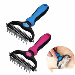 Dog Grooming Professional Cat Brush Double Sided Dematting And Deshedding Comb Safe Effective For Removing Pets Nasty Or Matted Drop Dhpgv