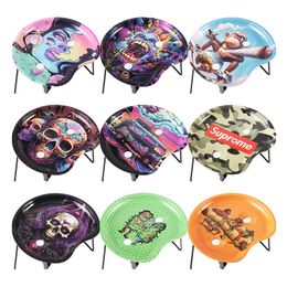 Rolling Tray Kit 8cm Size mix Designs Multi-function round operating table tray Smoking Accessories