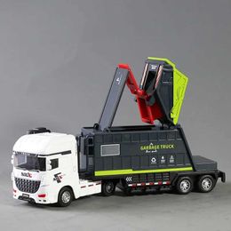 Diecast Model Cars 1/30 City Garbage Truck Car Model Diecast Simulation Garbage Sorting Sanitation Road Sweeper Vehicle Car Model Children Toy Gift