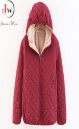 Women Autumn Winter Parkas Coat Jackets Female Lamb Hooded Plaid Long Sleeve Warm Winter Jacket Plus Size S3XL casaco feminino4578734