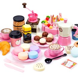 Children Toy Food Cake Model Girl Simulation Kitchen Coffee Pretend Tea Set Utensils Cut Kids Play House Birthday Gifts