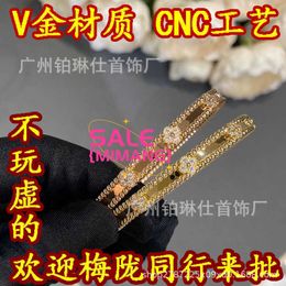 Original 1to1 Van C-A Narrow V Gold Kaleidoscope Bracelet for Women Clover Flower 18K Rose Buckle Full Sky Star 401Y