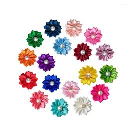 Dog Apparel 20pcs Beautiful Flower Pet Headdress Petal Pearl Hairpin Creative Hair Tie (Mixed Color)